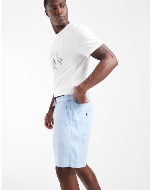 Tommy Hilfiger Blue Linen Shorts for men
