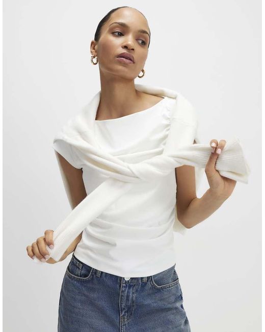 River Island White Ruched 2 Pack T-Shirt