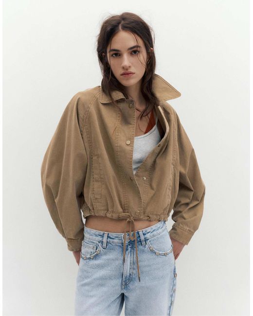 Veste courte avec ourlet à cordon Pull&Bear en coloris Brown