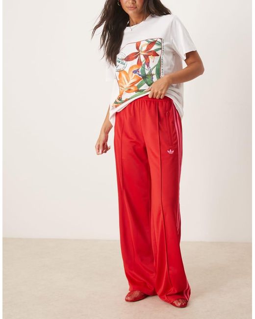Pantalones De Chándal Rojos Y Rosas Firebird Loose De Adidas Originals de color Red