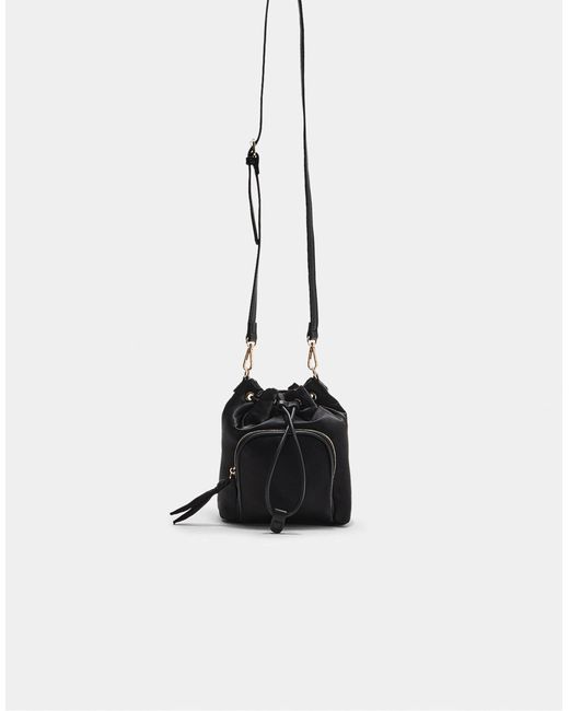 Stradivarius Black – crossbody-beuteltasche aus stoff