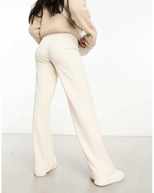 ASOS Natural Wide Leg Heavyweight Rib Trouser