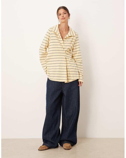 Top A Rayas De Estilo Rugby Con Detalle Recogido De ASOS de color Blue