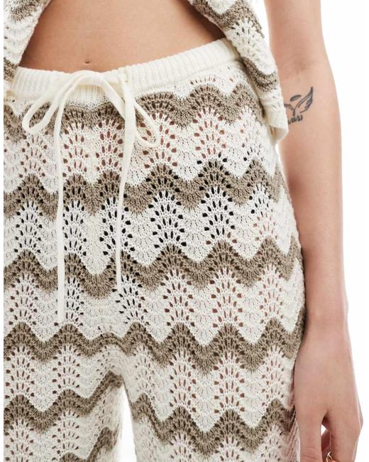 4th & Reckless Gehaakte Strandbroek Met Wijde Pijpen in het White