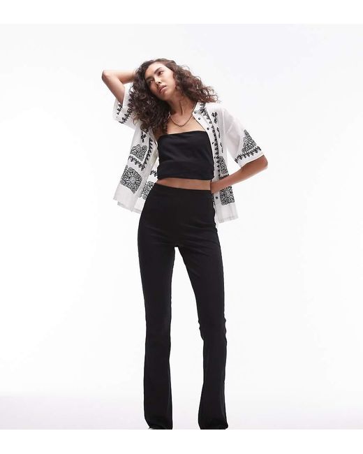 TOPSHOP Black Skinny Rib Flares