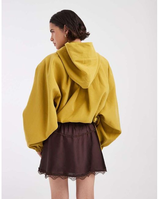 ASOS Yellow Modal Hooded Zip Through Sports Bomber Jacket