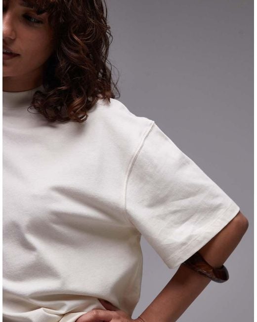 T-Shirt A Maniche Corte Oversize Squadrata Color Pietra di TOPSHOP in Gray