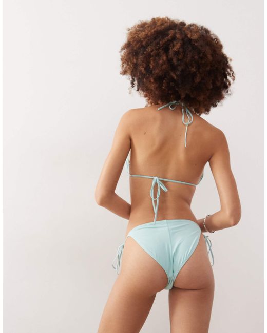 Monki Natural Mix And Match Tie Side Bikini Bottom