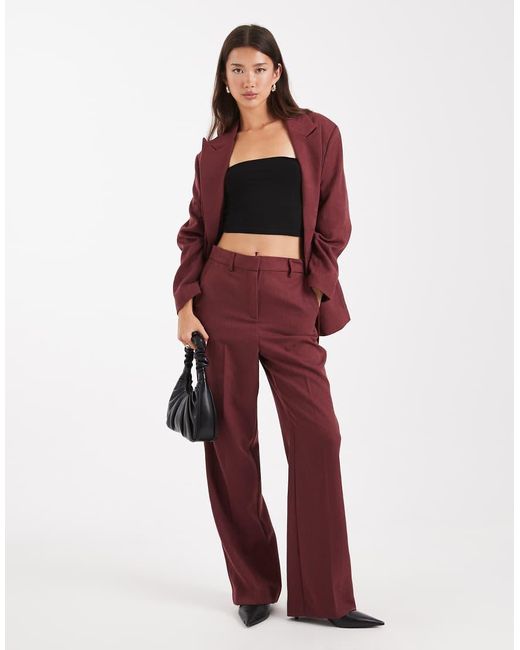 Vero Moda Red Tailo Herringbone Wide Leg Co-ord Trousers