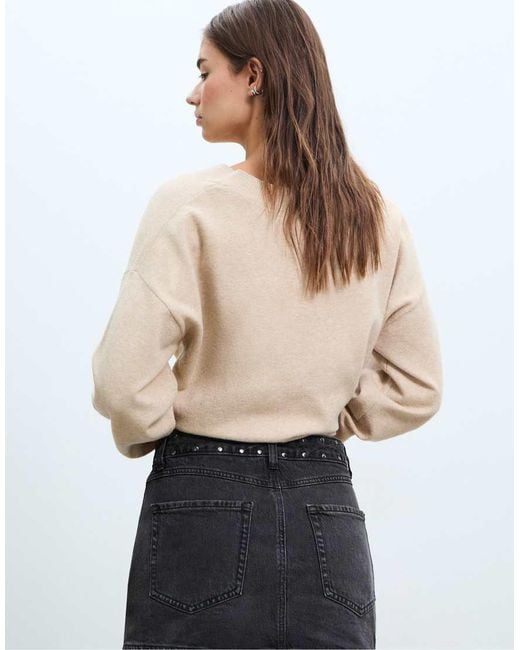 Stradivarius Black D62 Studded Denim Skort