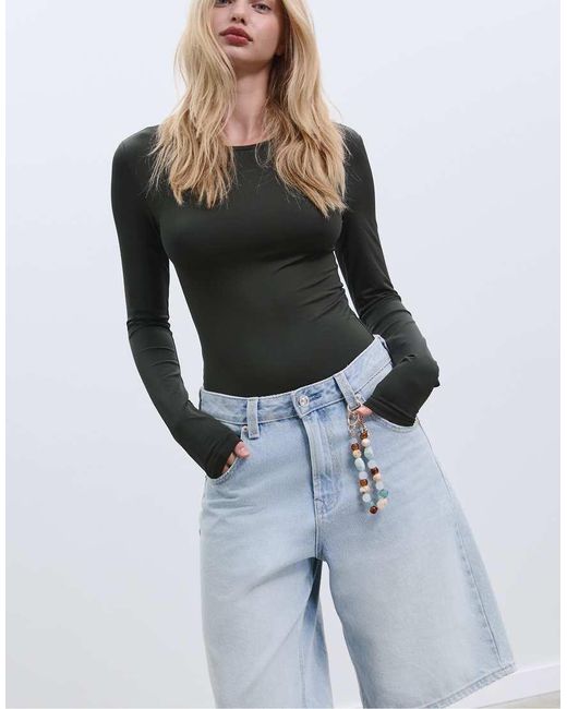 Stradivarius Body Van Polyamide Met Lange Mouwen in het White