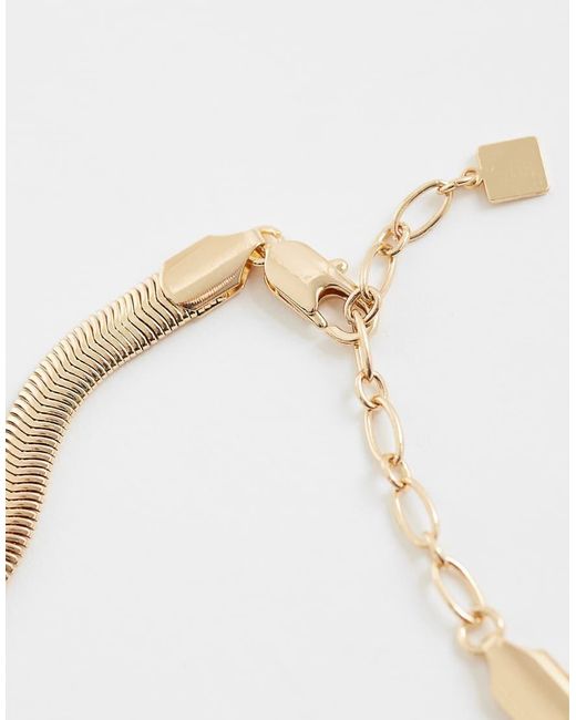 ASOS White Necklace With Circular Burgundy Pendant