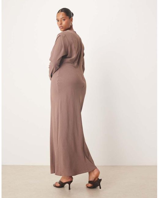 ASOS Brown Asos Design Curve Satin Slip Bias Bust Detail Maxi Dress