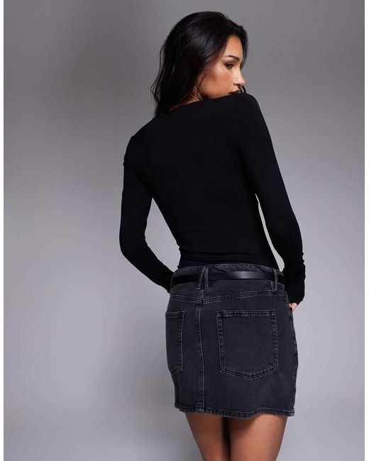 GOOD AMERICAN Black Jersey U-Wire Long Sleeve Top