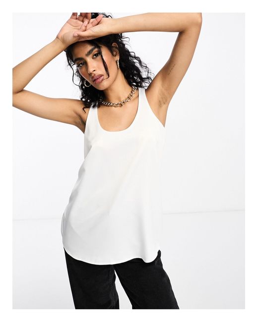 River Island Racer Tank With Scoop Neck in White | Lyst Canada