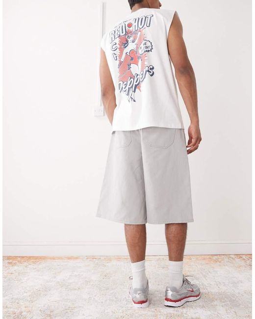 Reclaimed Vintage Gray Oversized Longline Denim Jort for men