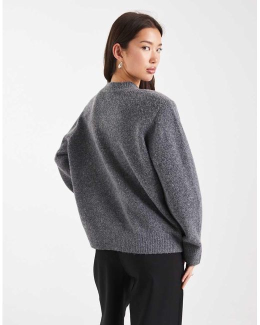ASOS Gray Drop Shoulder Pad Longline Sweater