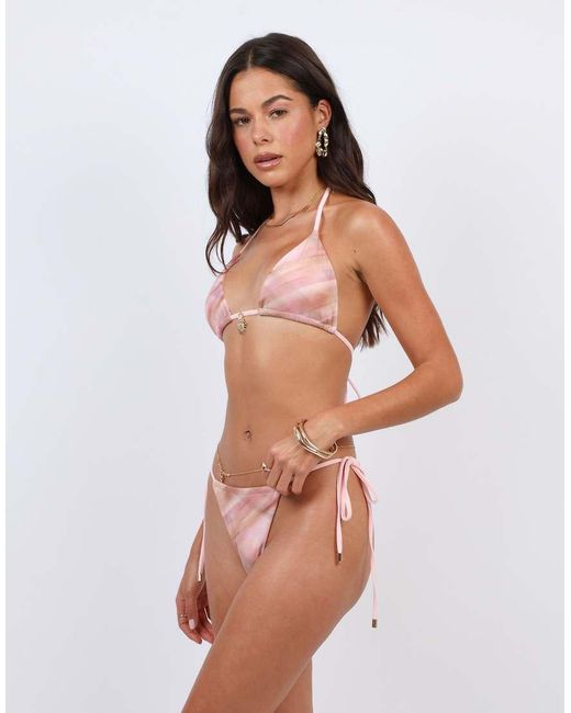 SIMMI Pink Abstract Print Tie Side Bikini Bottoms