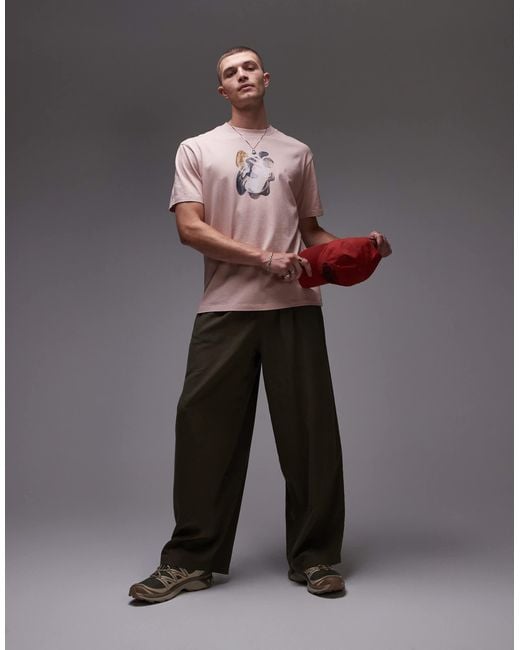 Topman Gray Oversized Fit T-shirt With Front And Back Painted Shapes Print for men