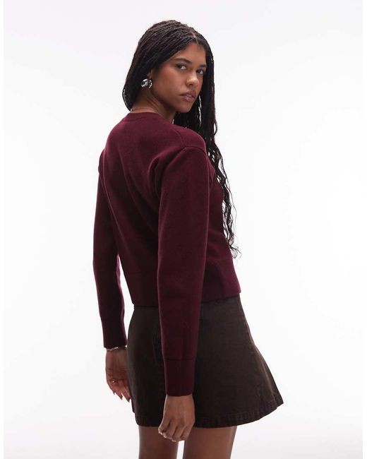 & Other Stories Red Wool Cardigan With Button Front
