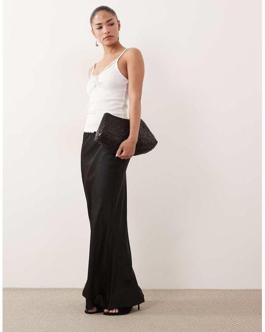 New Look White Satin Bias Midi Skirt