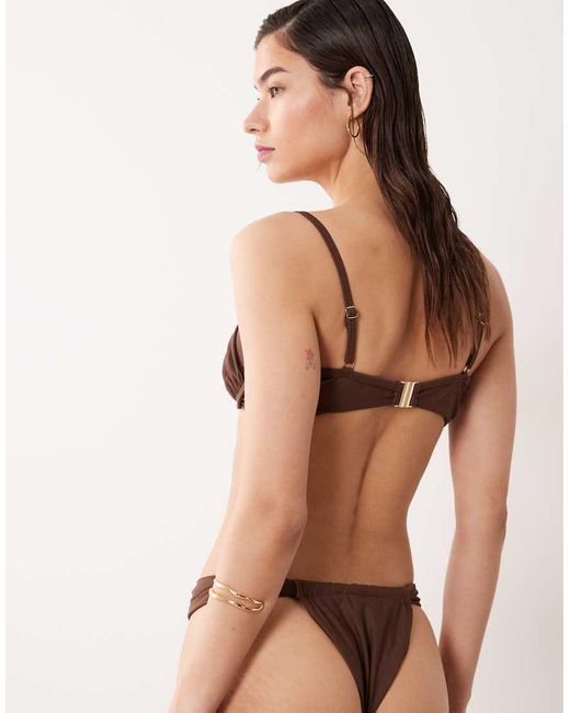 Miss Selfridge Natural High Leg Bikini Bottom