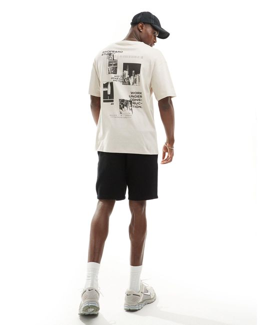 ADPT White Oversized T-shirt With Placement Backprint for men