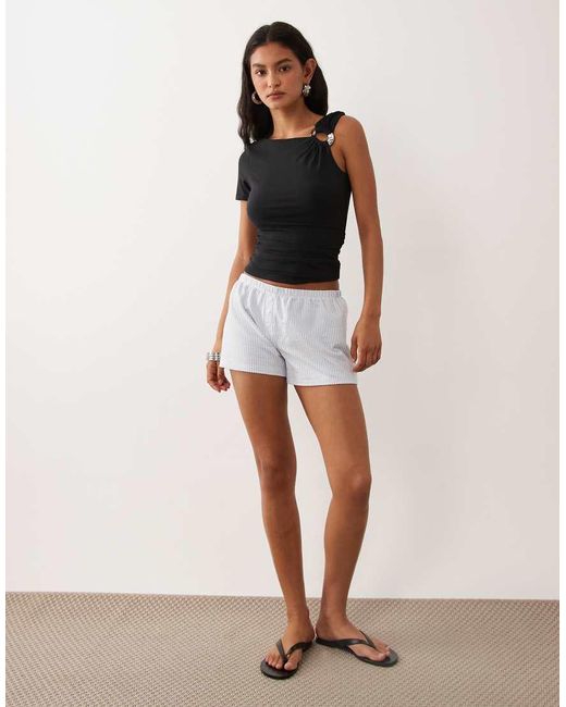 Cotton On Black Eyelet Off The Shoulder Sinched Waist Top