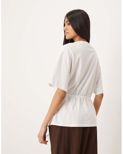 ASOS White Drawcord Waist Detail With Asymmetric Hem