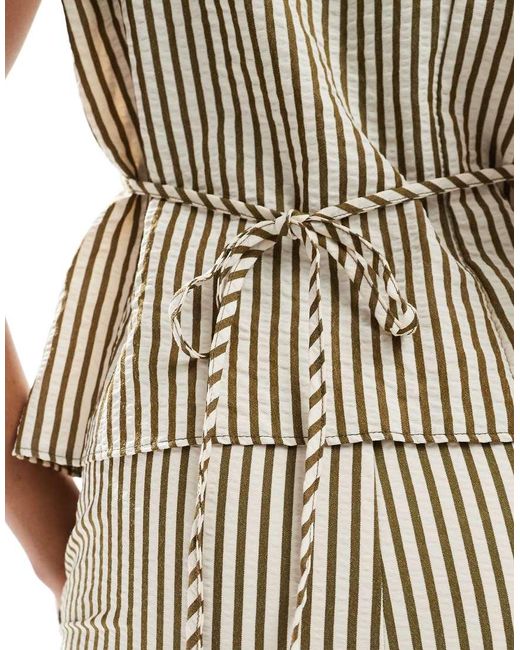Gilet Girocollo A Righe di New Look in Natural