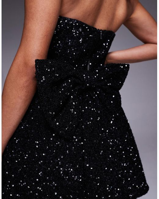Jarlo Black Sequin Structured Mini Dress With Bow Back