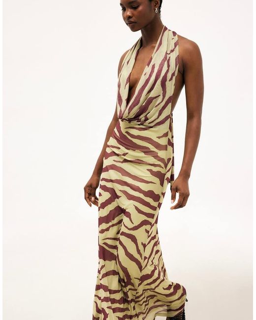 NA-KD Metallic Halterneck Maxi Dress