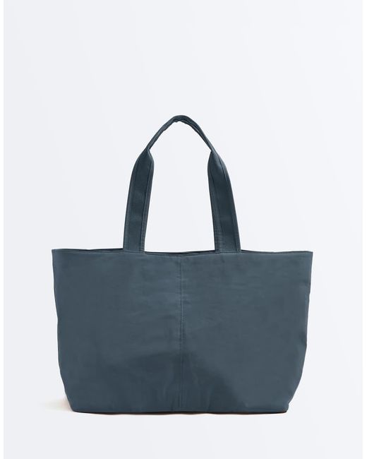 Oysho Blue Soft Shopper Bag With Zip