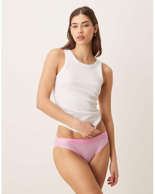 Calvin Klein Pink Microfibre Lace Bikini Briefs