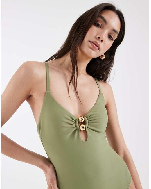 New Look Green Double Bead Swimsuit