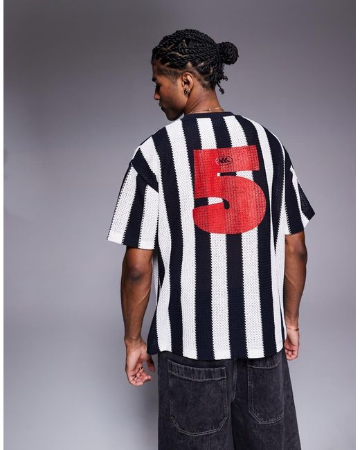 ASOS Oversized Gehaakt T-Shirt Met Sportprint in het Blue voor heren