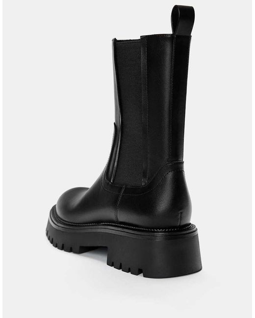 Pull&Bear Platte Chelsea Boots in het Black