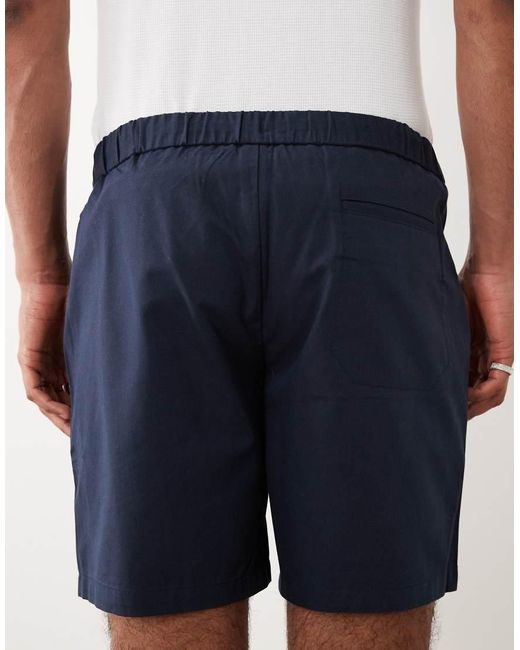 Mango White Cotton Mix Draw String Shorts for men
