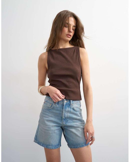 TOPSHOP Blue Denim Editor Short