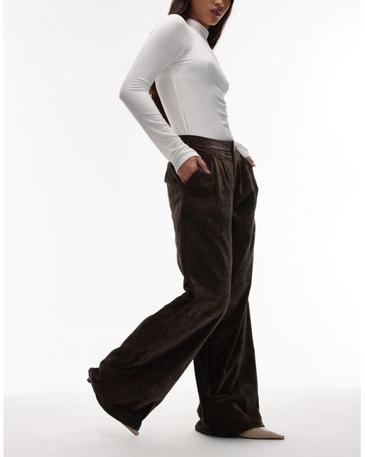 ASOS White Textured Velvet Tailored Wide Leg Trouser