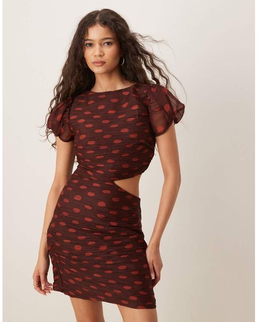 ASOS Red Ruched Bodice Cut Out Mini Dress