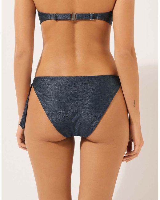 Calzedonia Blue Bow Bikini Bottoms Glowing Python