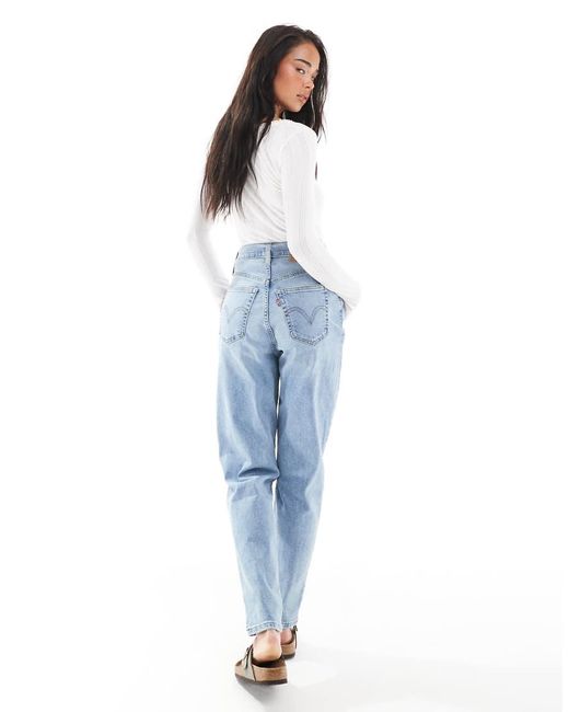 Vaqueros Mom Claro De Talle Alto De Levi's de color Blue