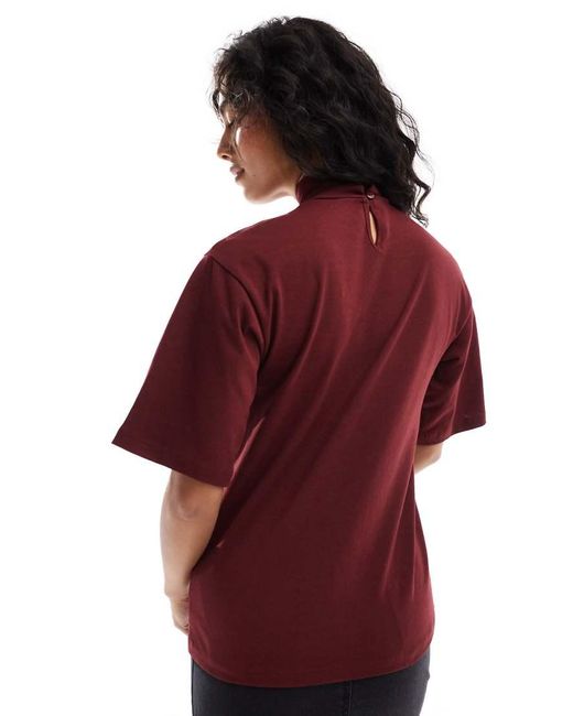 ASOS Recht T-Shirt Met Opstaande Boord in het Red