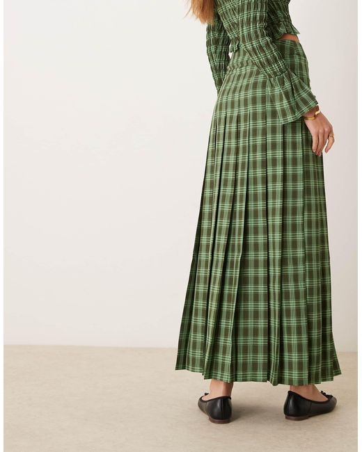 Jupe d'ensemble longue style kilt à carreaux - vert/ Glamorous en coloris Green