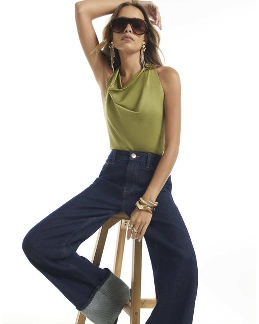 River Island Green Cowl Neck Top