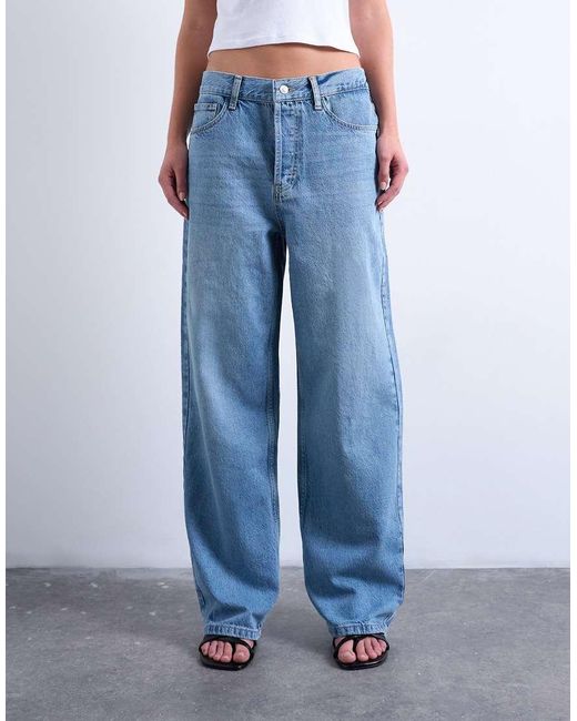 TOPSHOP Blue Column Mid Rise Jeans