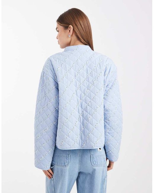 Pieces Blue Quilted Jacket