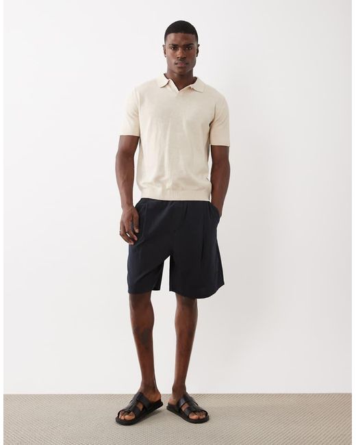 SELECTED Natural Split Neck Polo Linen Blend for men