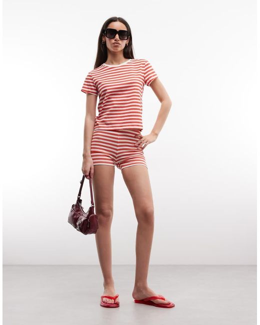 Monki Red Short Sleeve T-shirt Co-ord